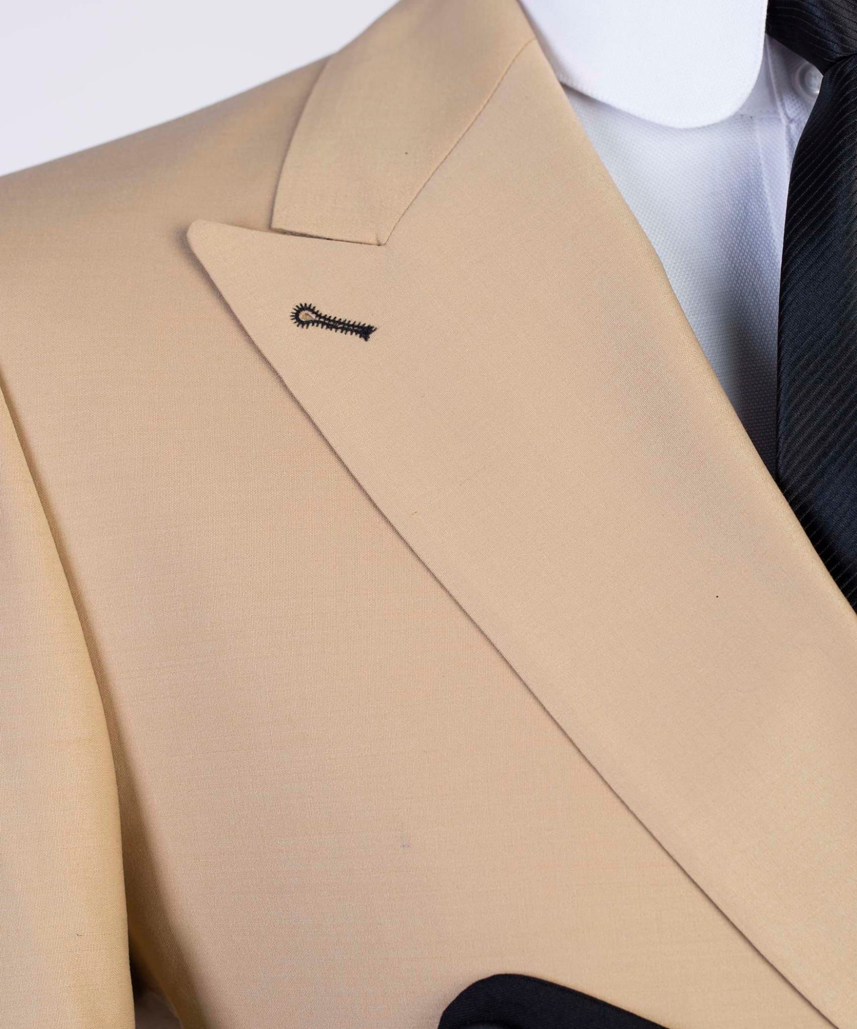 VIVATI Champagne Noir Double-Breasted Peak Lapel Tuxedo Set