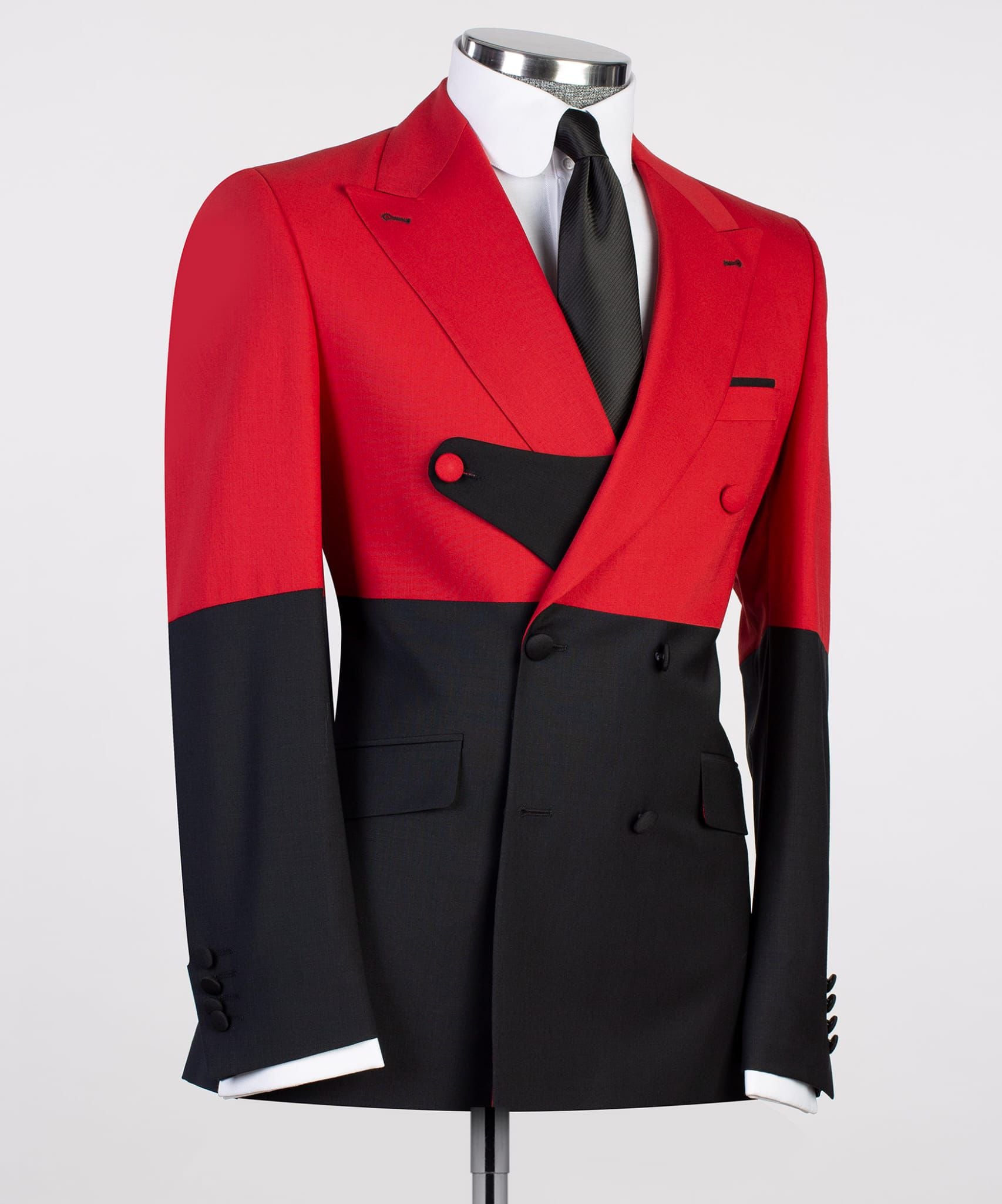 VIVATI Crimson Noir Double-Breasted Peak Lapel Tuxedo Set