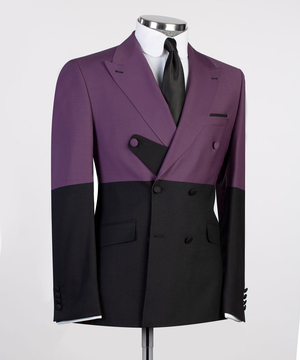 VIVATI Royal Amethyst Double-Breasted Peak Lapel Tuxedo Set