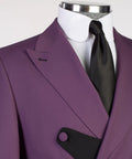VIVATI Royal Amethyst Double-Breasted Peak Lapel Tuxedo Set