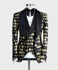 VIVATI Noir Eclipse Double-Breasted Shawl Lapel Tuxedo Jacket &amp; Waistcoat Set
