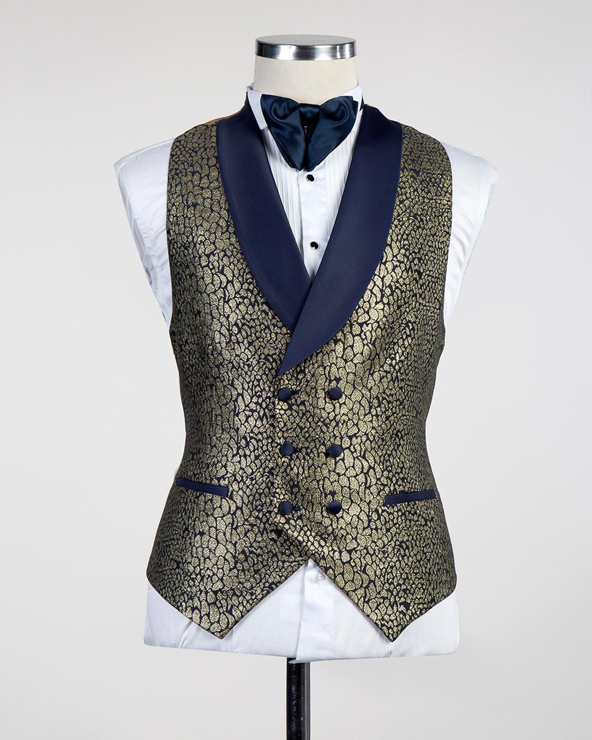 VIVATI Regal Midnight Shawl Lapel Tuxedo Jacket &amp; Waistcoat Set