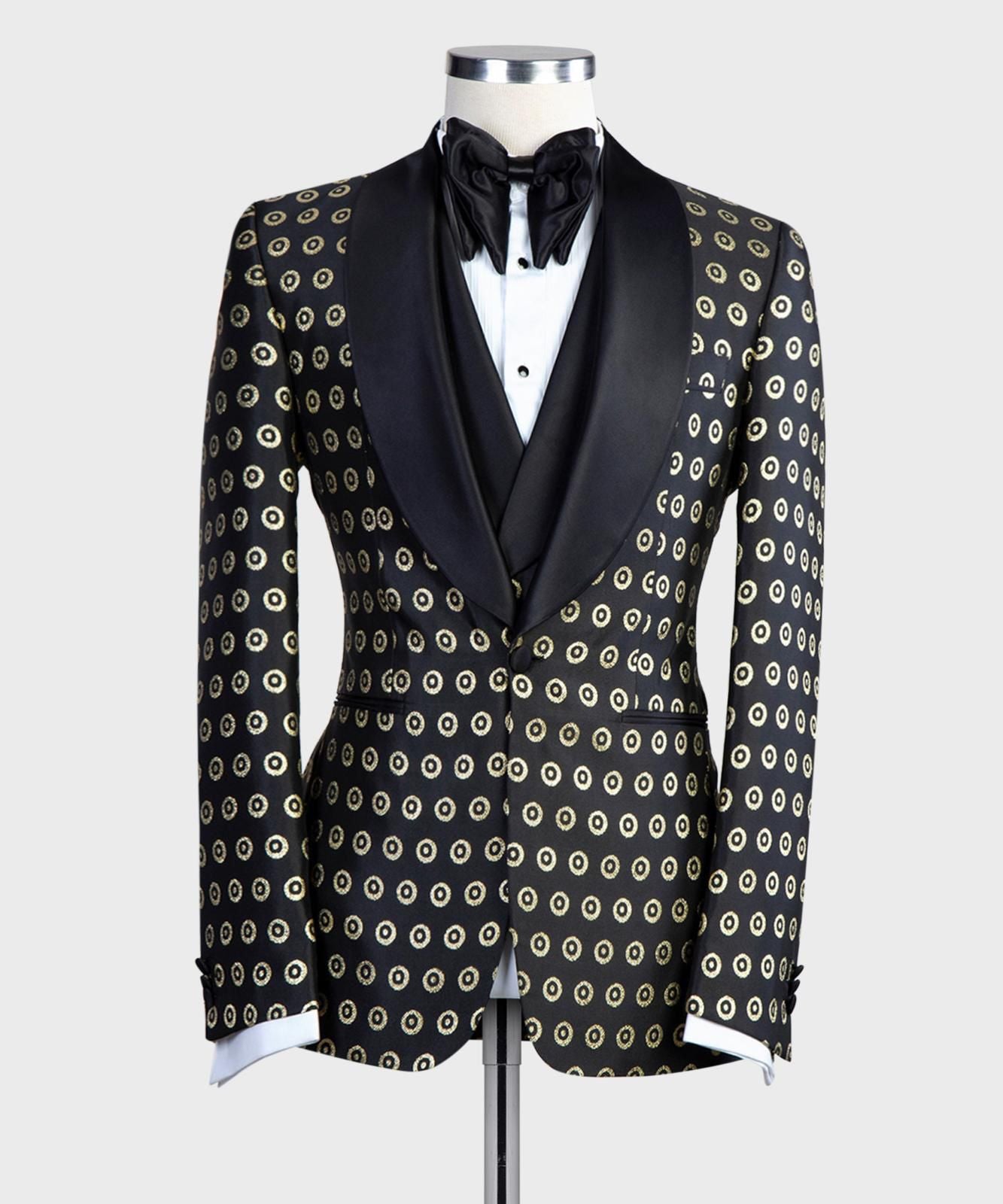 VIVATI Imperial Noir Shawl Lapel Tuxedo Jacket &amp; Waistcoat Set