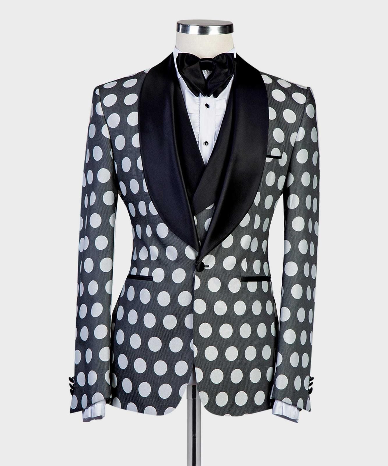 VIVATI Platinum Eclipse Three-Piece Shawl Lapel Tuxedo Set