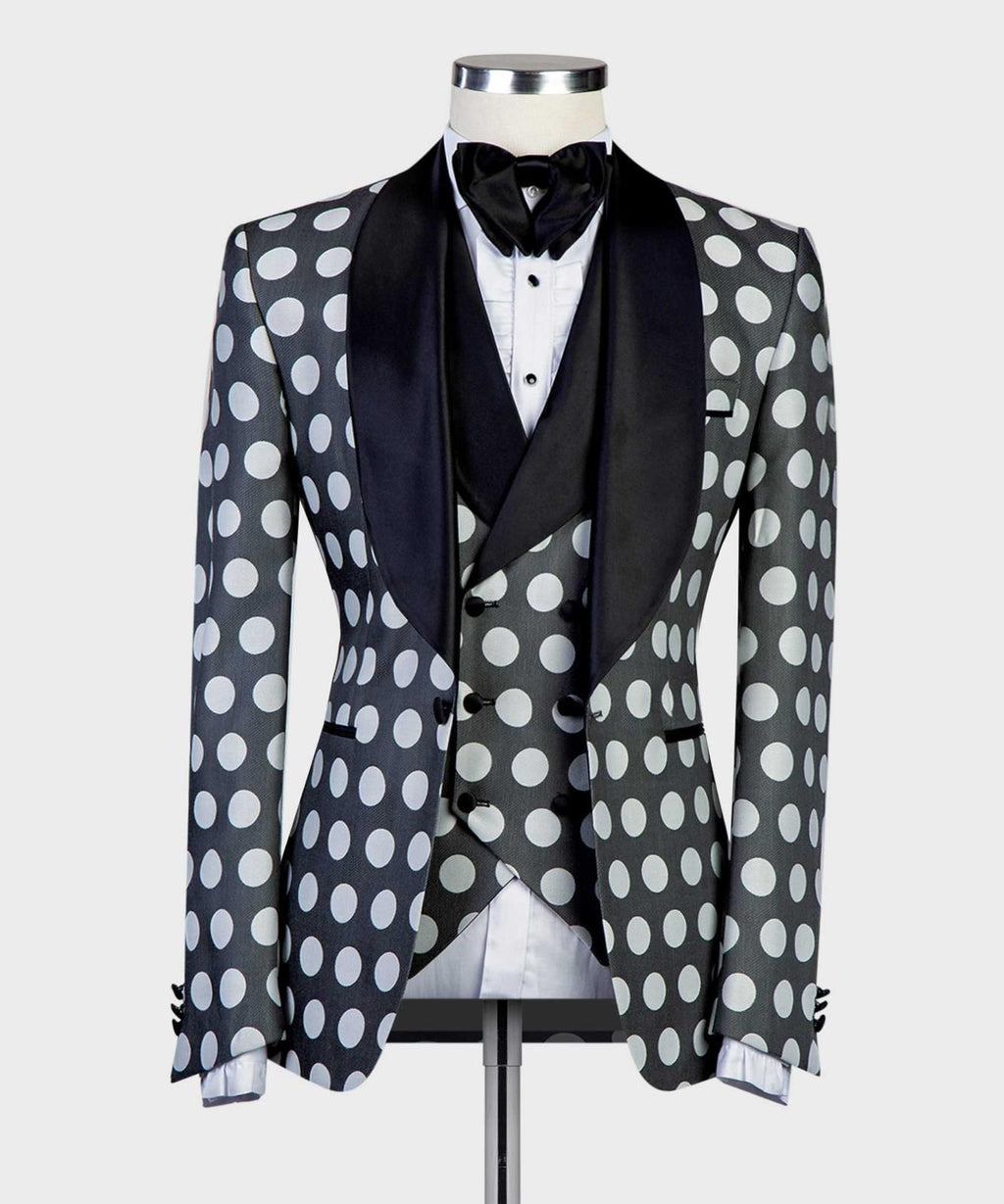VIVATI Platinum Eclipse Three-Piece Shawl Lapel Tuxedo Set