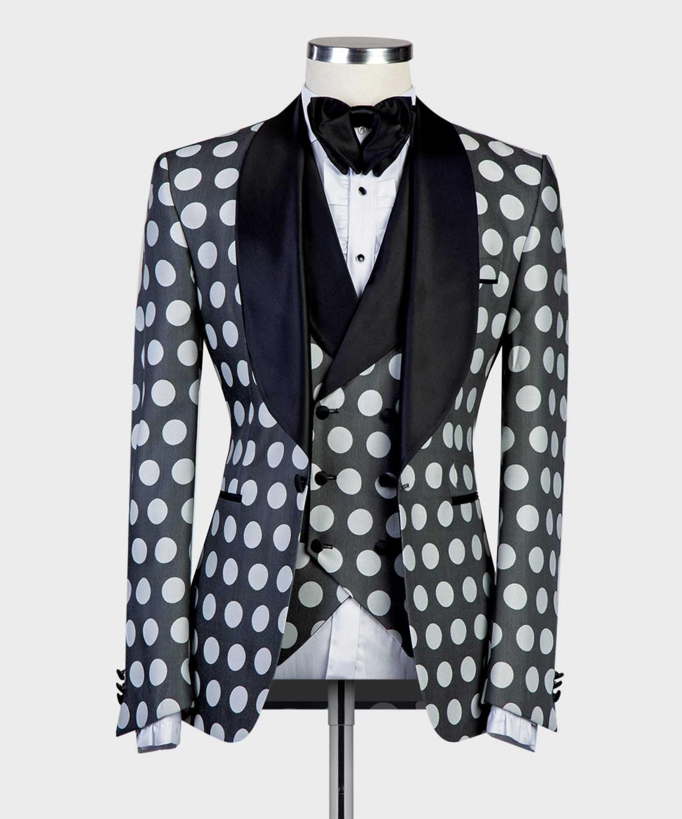 VIVATI Platinum Eclipse Three-Piece Shawl Lapel Tuxedo Set
