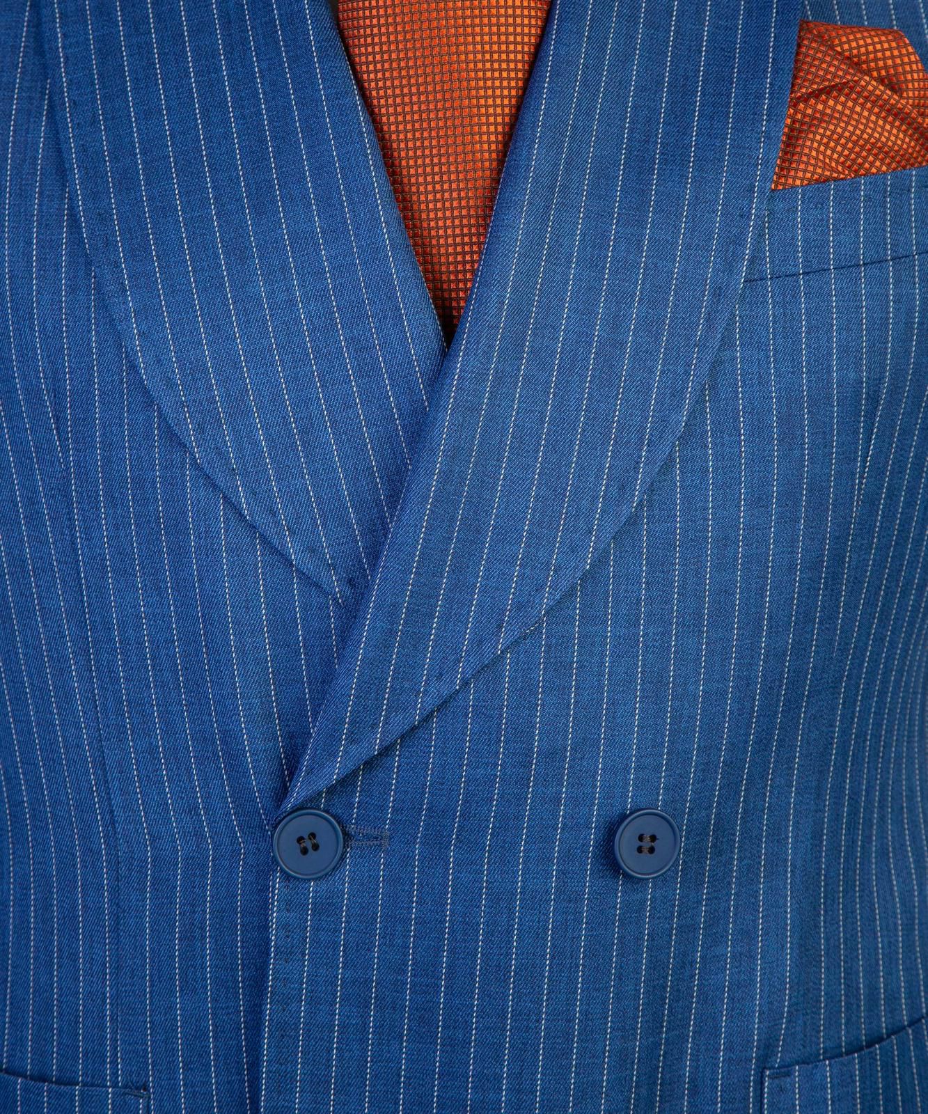 VIVATI Azure Regent Double-Breasted Pinstripe Suit