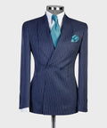 VIVATI Midnight Regent Double-Breasted Pinstripe Suit