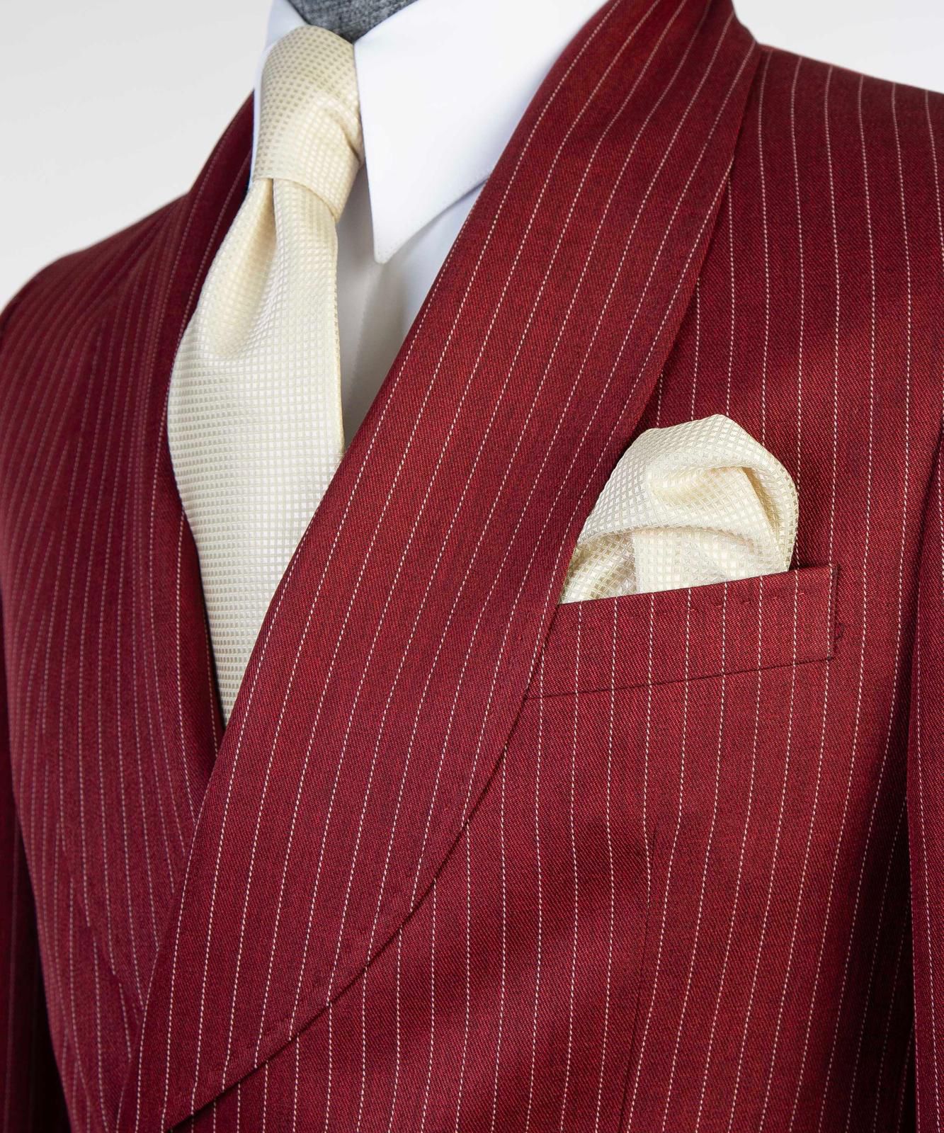 VIVATI Crimson Regent Double-Breasted Pinstripe Suit