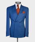 VIVATI Azure Regent Double-Breasted Pinstripe Suit