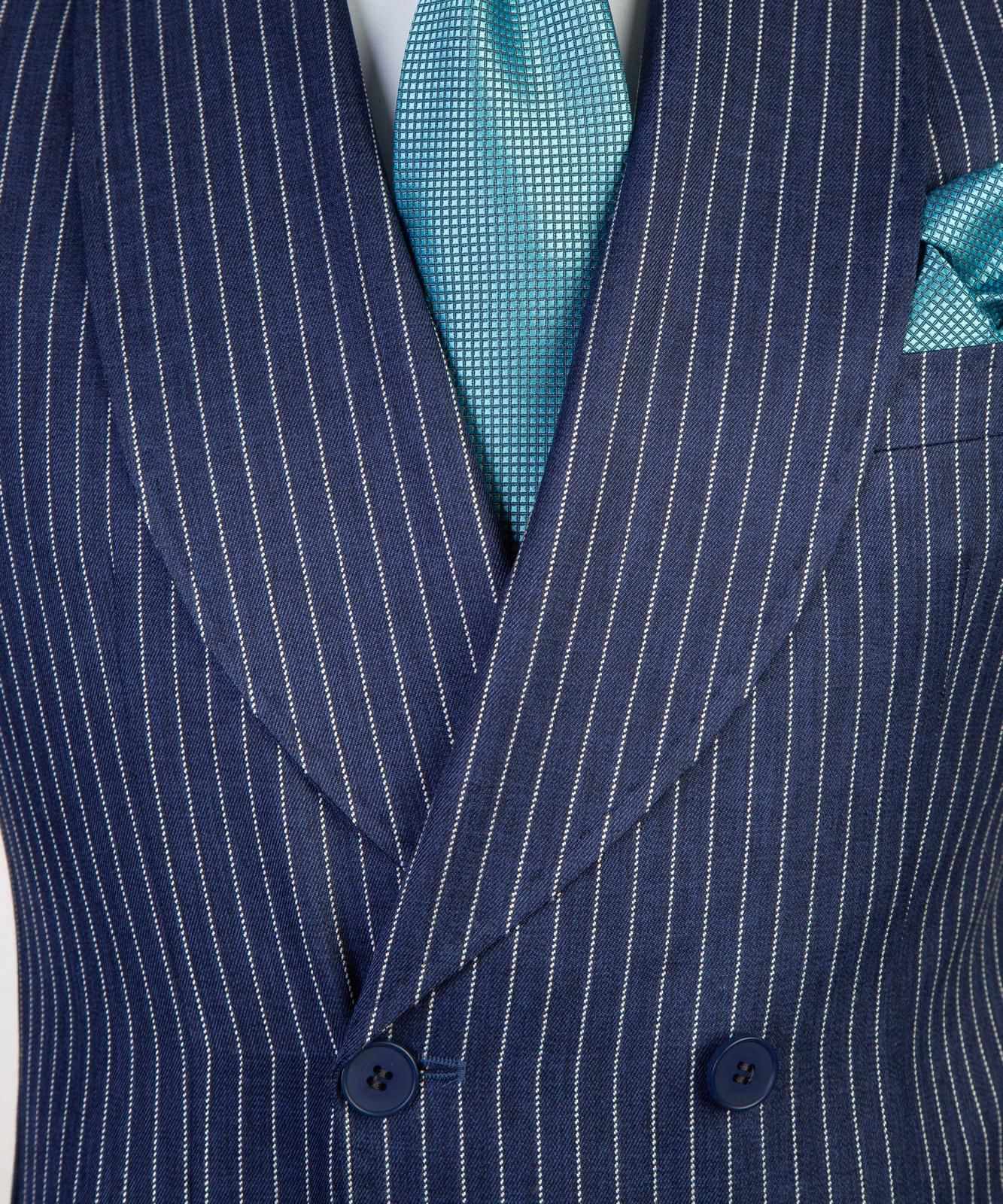 VIVATI Midnight Regent Double-Breasted Pinstripe Suit
