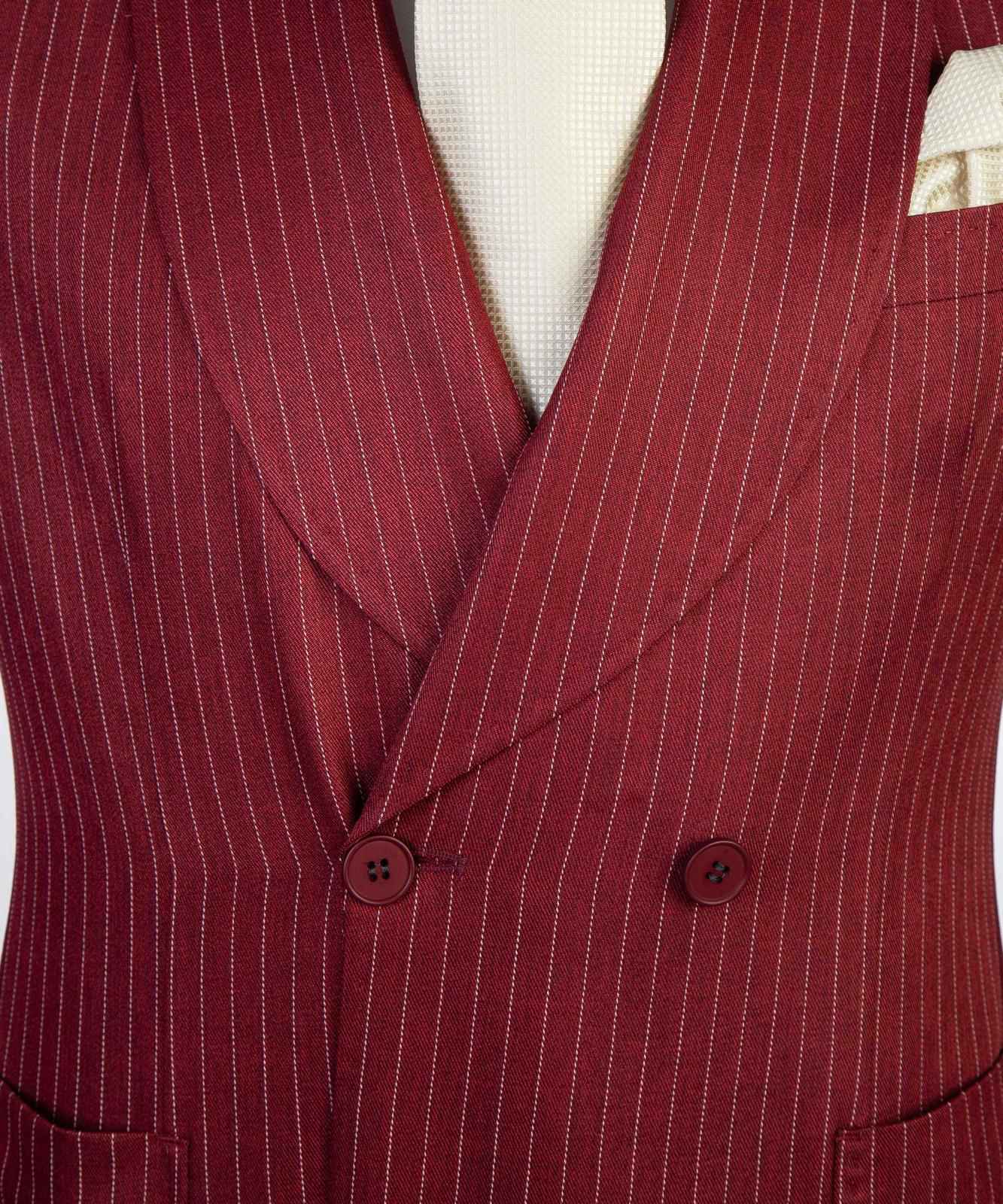 VIVATI Crimson Regent Double-Breasted Pinstripe Suit