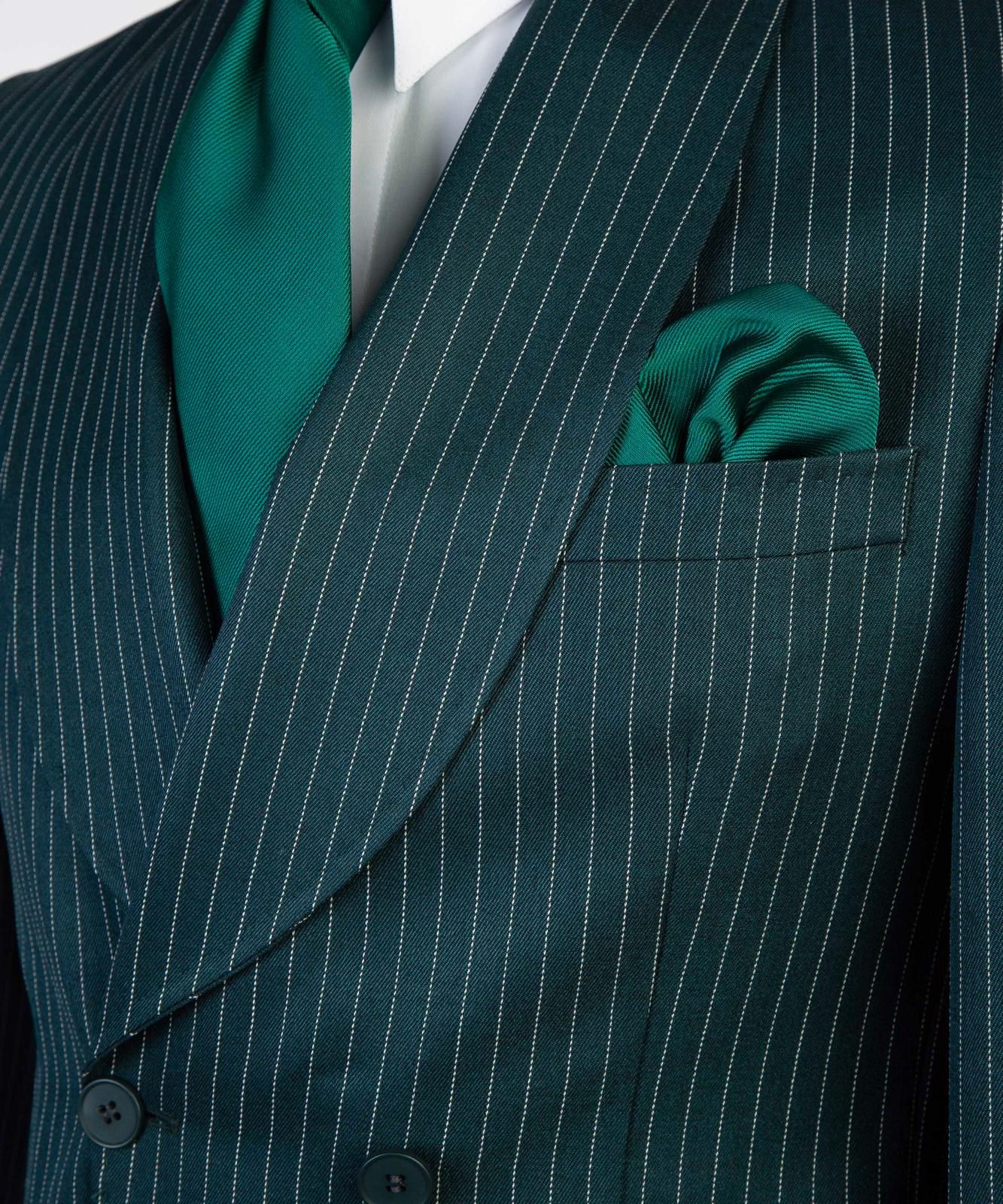VIVATI Emerald Regent Double-Breasted Pinstripe Suit