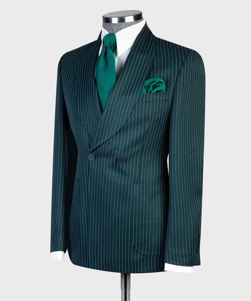 VIVATI Emerald Regent Double-Breasted Pinstripe Suit