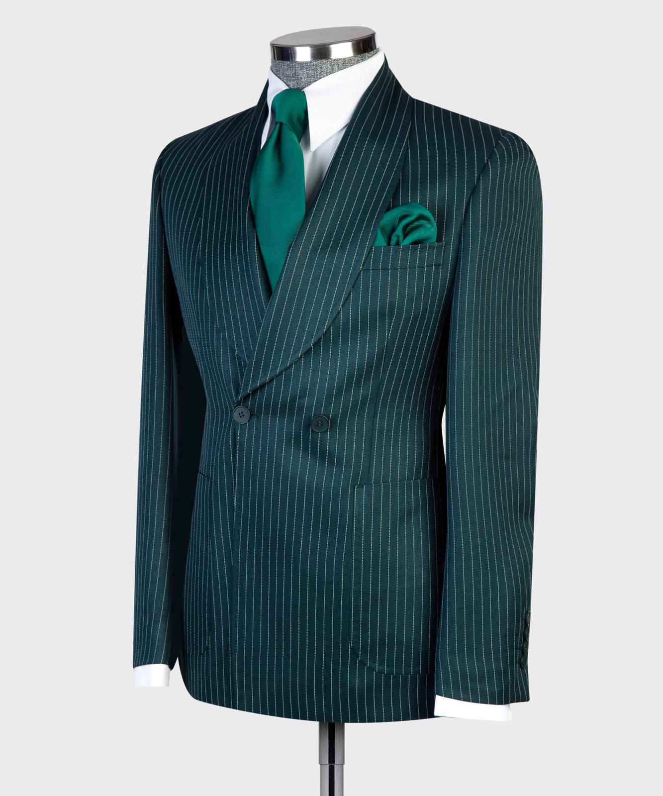 VIVATI Emerald Regent Double-Breasted Pinstripe Suit