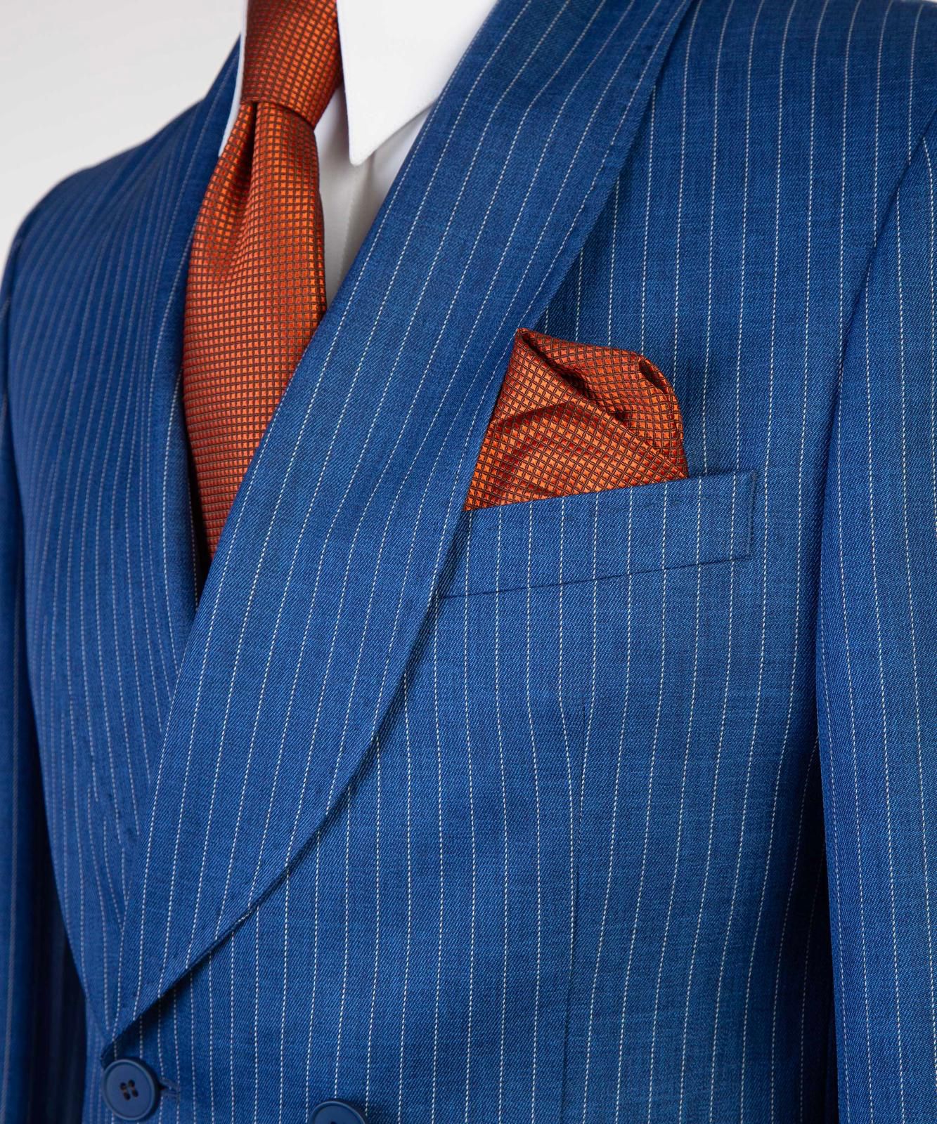 VIVATI Azure Regent Double-Breasted Pinstripe Suit