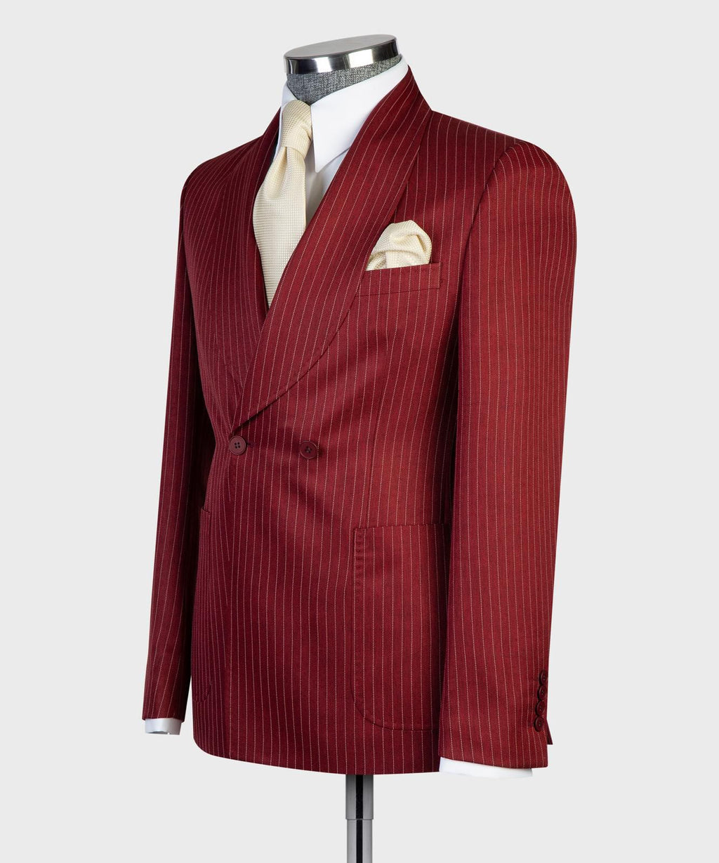 VIVATI Crimson Regent Double-Breasted Pinstripe Suit