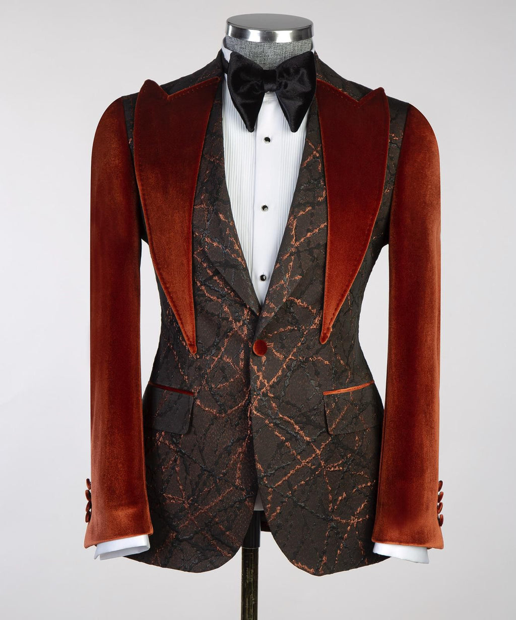 VIVATI Copper Noir Velvet Shawl Tuxedo