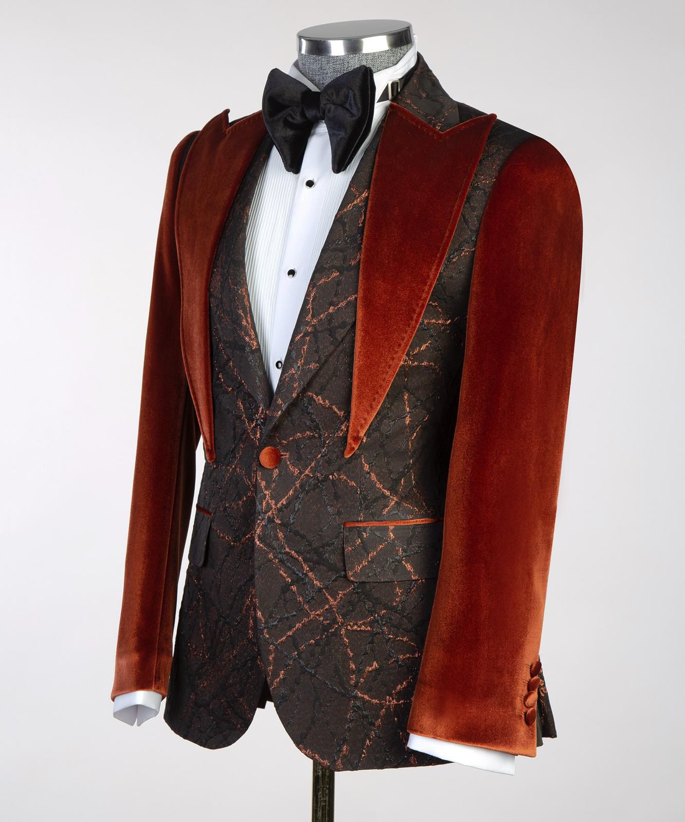 VIVATI Copper Noir Velvet Shawl Tuxedo