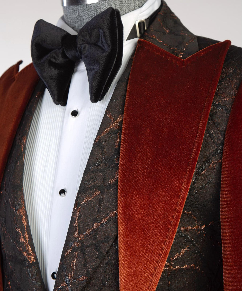 VIVATI Copper Noir Velvet Shawl Tuxedo