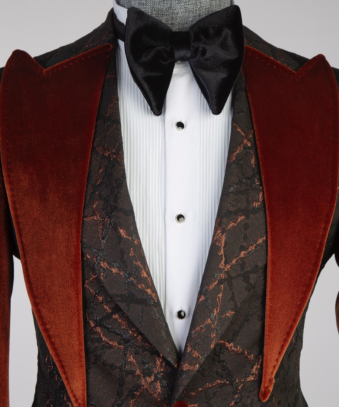 VIVATI Copper Noir Velvet Shawl Tuxedo