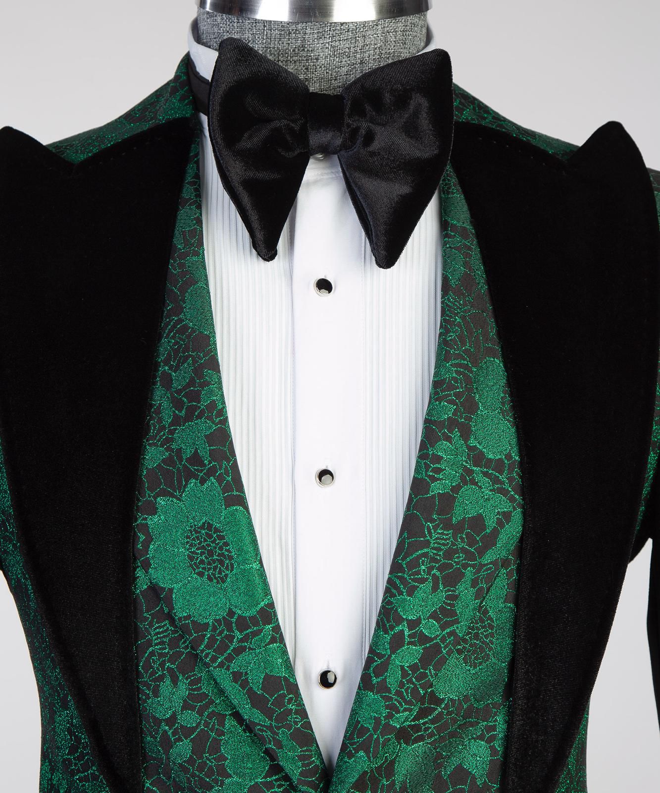 Emerald Noir Floral Velvet Tuxedo