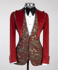 Imperial Crimson Brocade Velvet Tuxedo