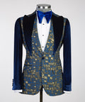 Royal Sapphire Brocade Velvet Tuxedo