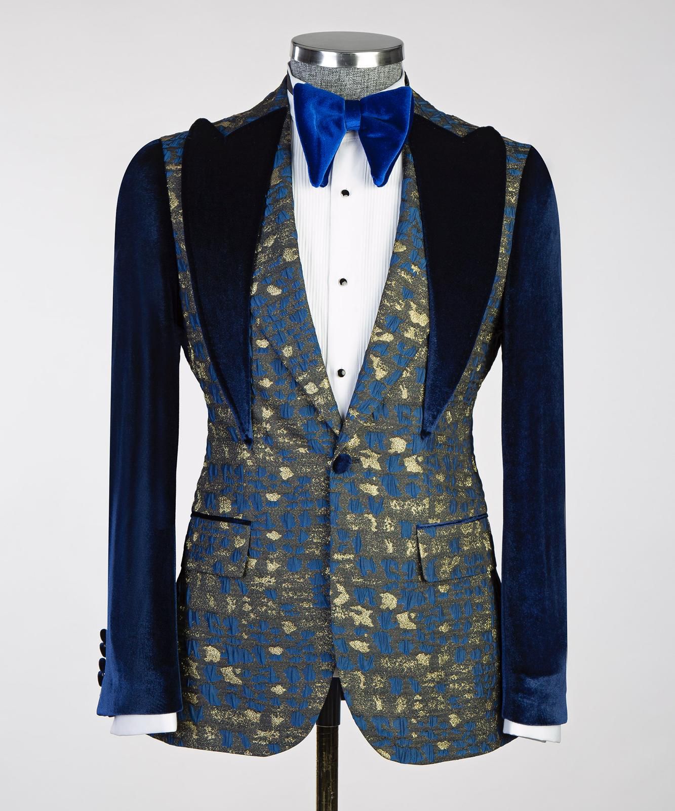 Royal Sapphire Brocade Velvet Tuxedo