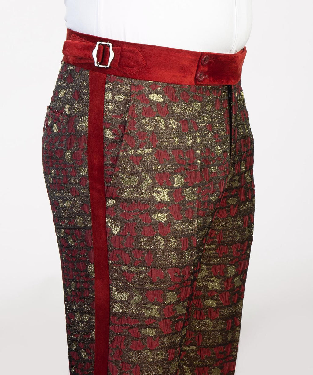 Imperial Crimson Brocade Velvet Tuxedo