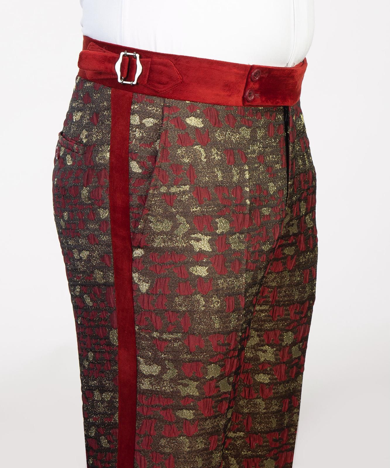 Imperial Crimson Brocade Velvet Tuxedo