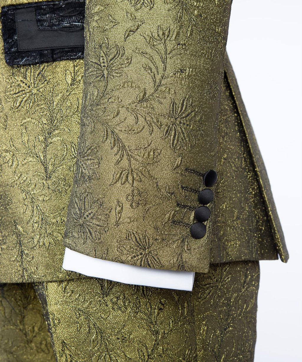 Men’s Luxury Brocade Double-Breasted Tuxedo Suit with Matching Trousers | VIVATI