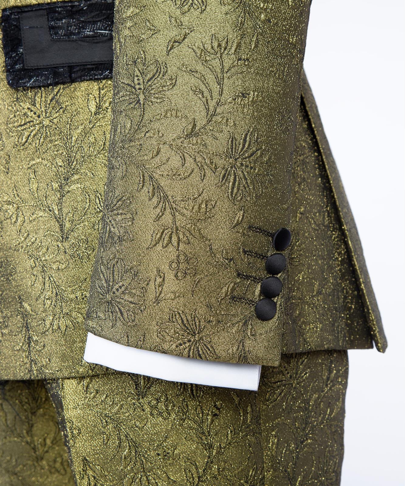 Men’s Luxury Brocade Double-Breasted Tuxedo Suit with Matching Trousers | VIVATI
