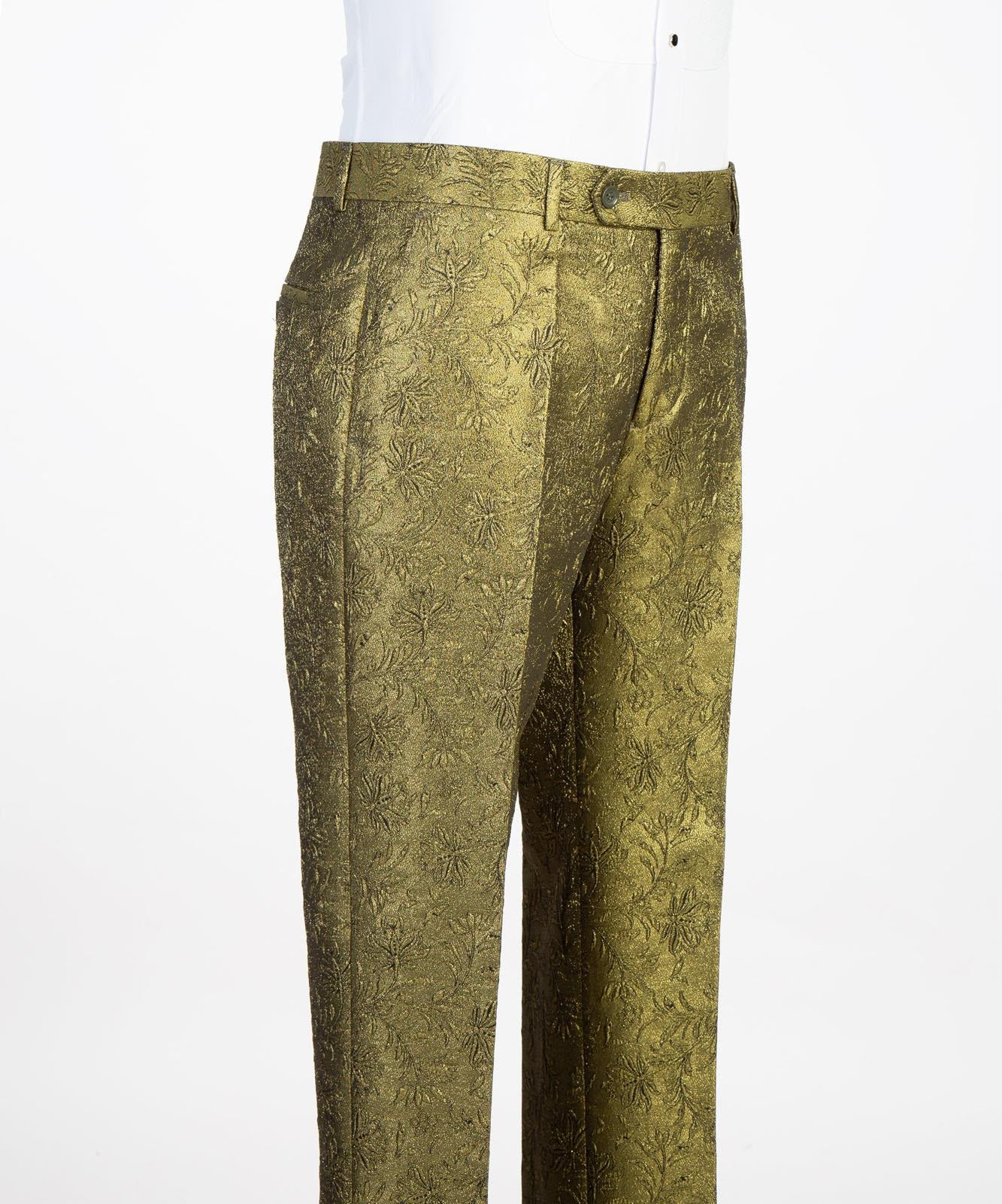 Men’s Luxury Brocade Double-Breasted Tuxedo Suit with Matching Trousers | VIVATI