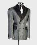 Men’s Luxury Brocade Double-Breasted Tuxedo Suit with Matching Trousers | VIVATI