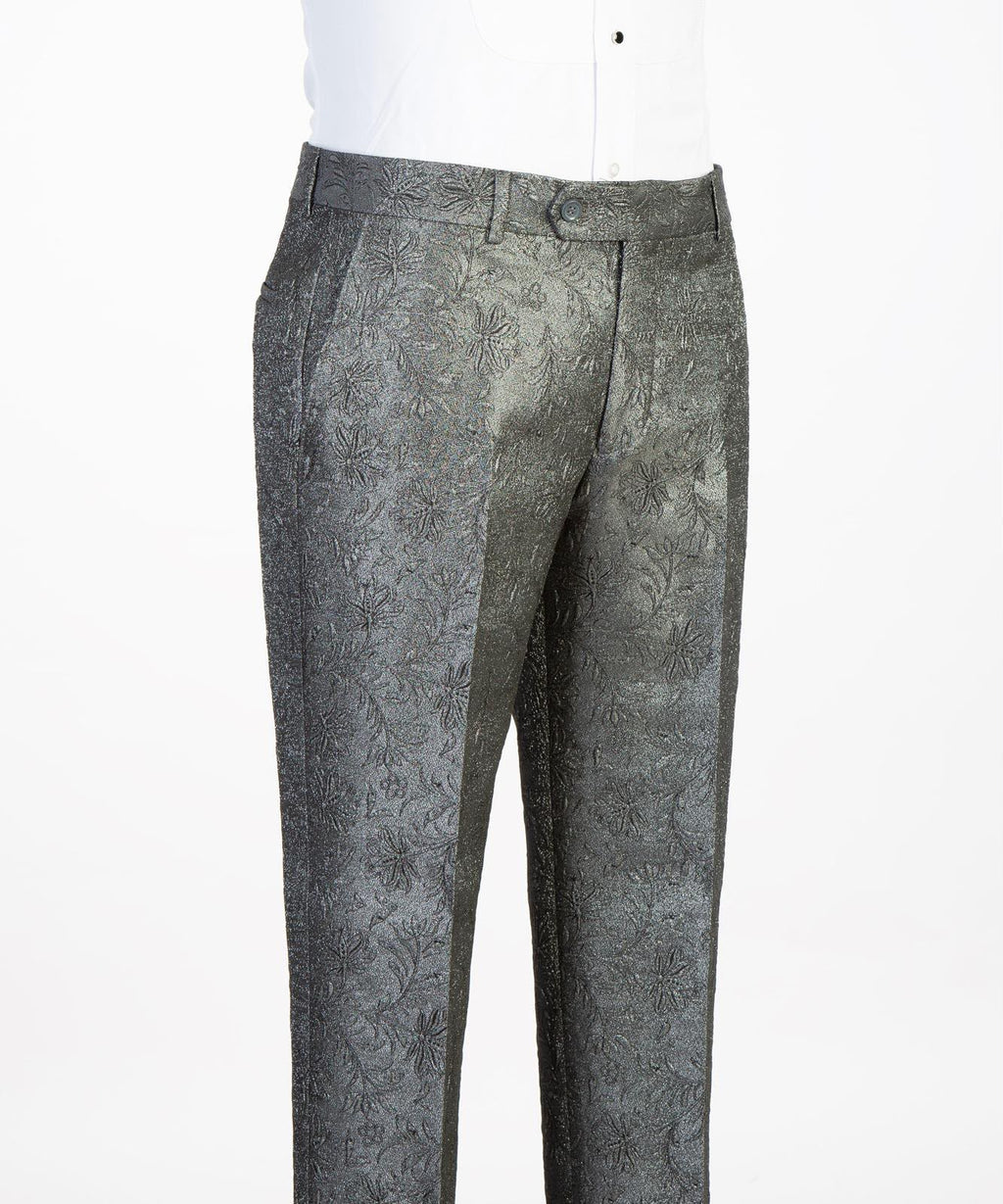 Men’s Luxury Brocade Double-Breasted Tuxedo Suit with Matching Trousers | VIVATI
