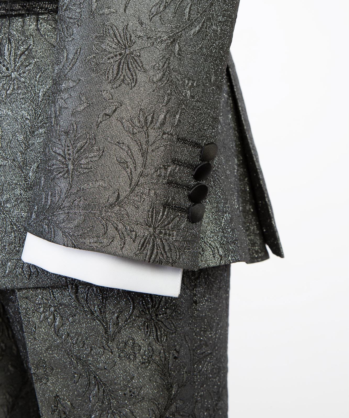 Men’s Luxury Brocade Double-Breasted Tuxedo Suit with Matching Trousers | VIVATI