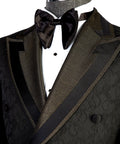 VIVATI Noir Royale Gold-Trimmed Jacquard Tuxedo Suit