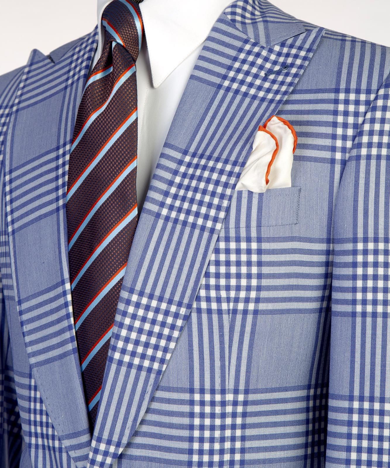 Men’s Plaid 2-Piece Suit Set with Tie & Pocket Square