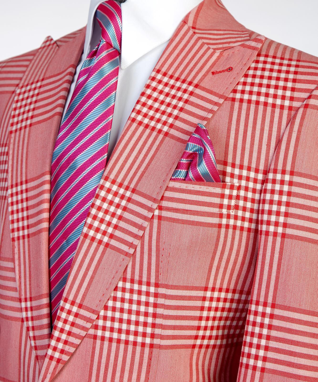 Men’s Plaid 2-Piece Suit Set with Tie & Pocket Square