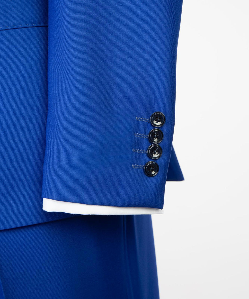Men’s Double-Breasted Formal Suit Set – Blazer, Trousers, Tie & Pocket Square