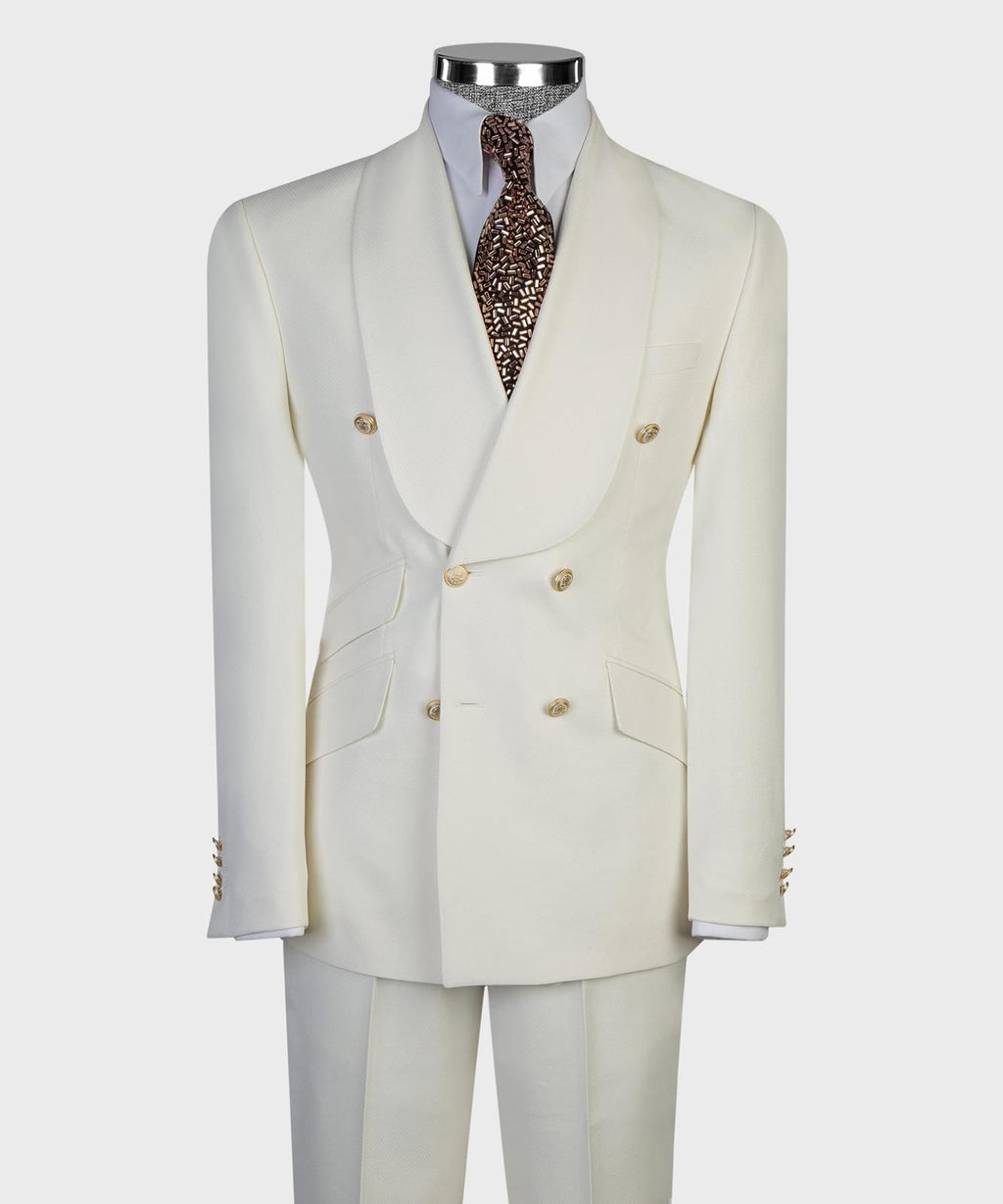 Men’s Luxury Double-Breasted Checkered Suit – Blazer & Trousers with Matching Tie