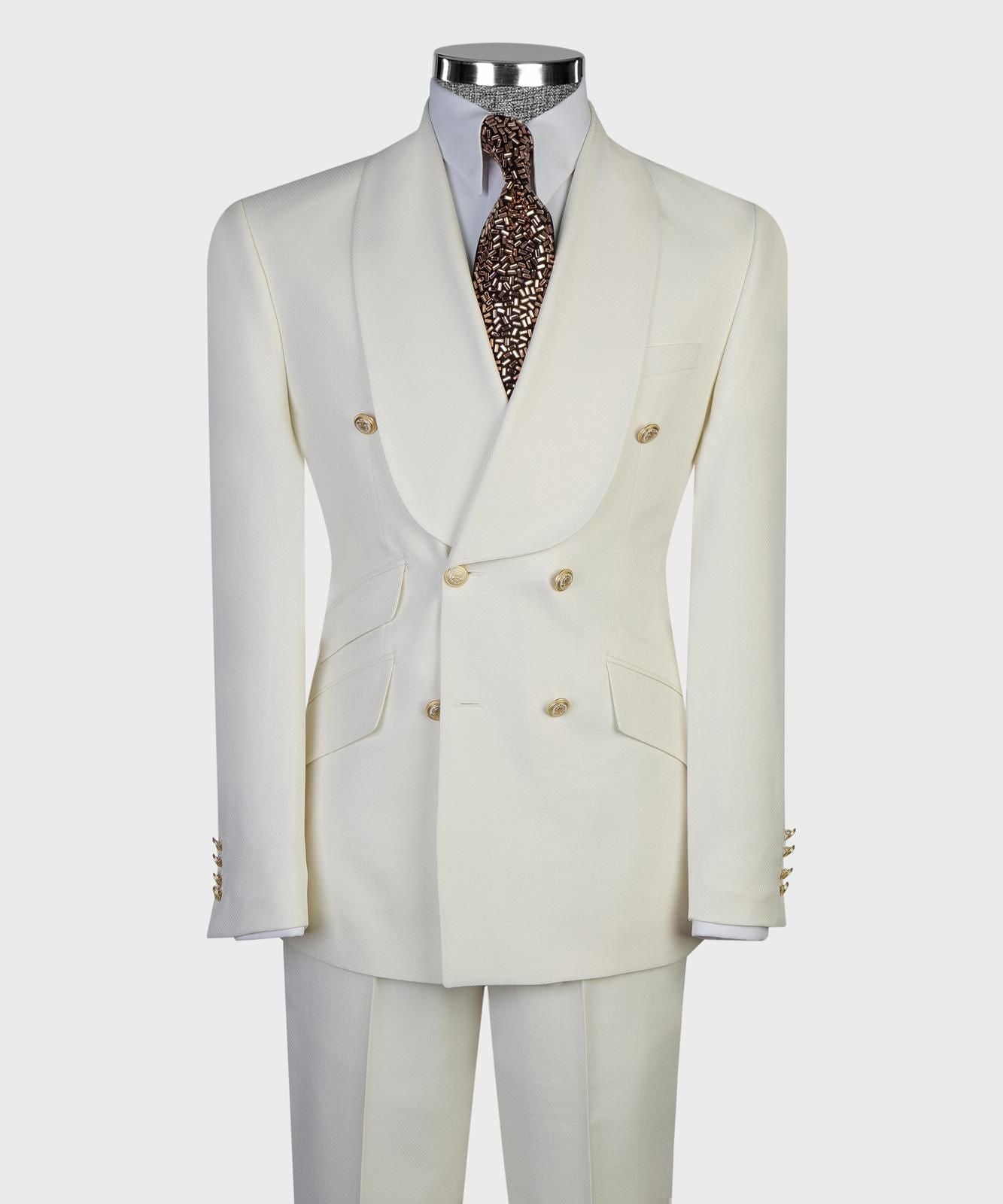 Men’s Luxury Double-Breasted Checkered Suit – Blazer & Trousers with Matching Tie