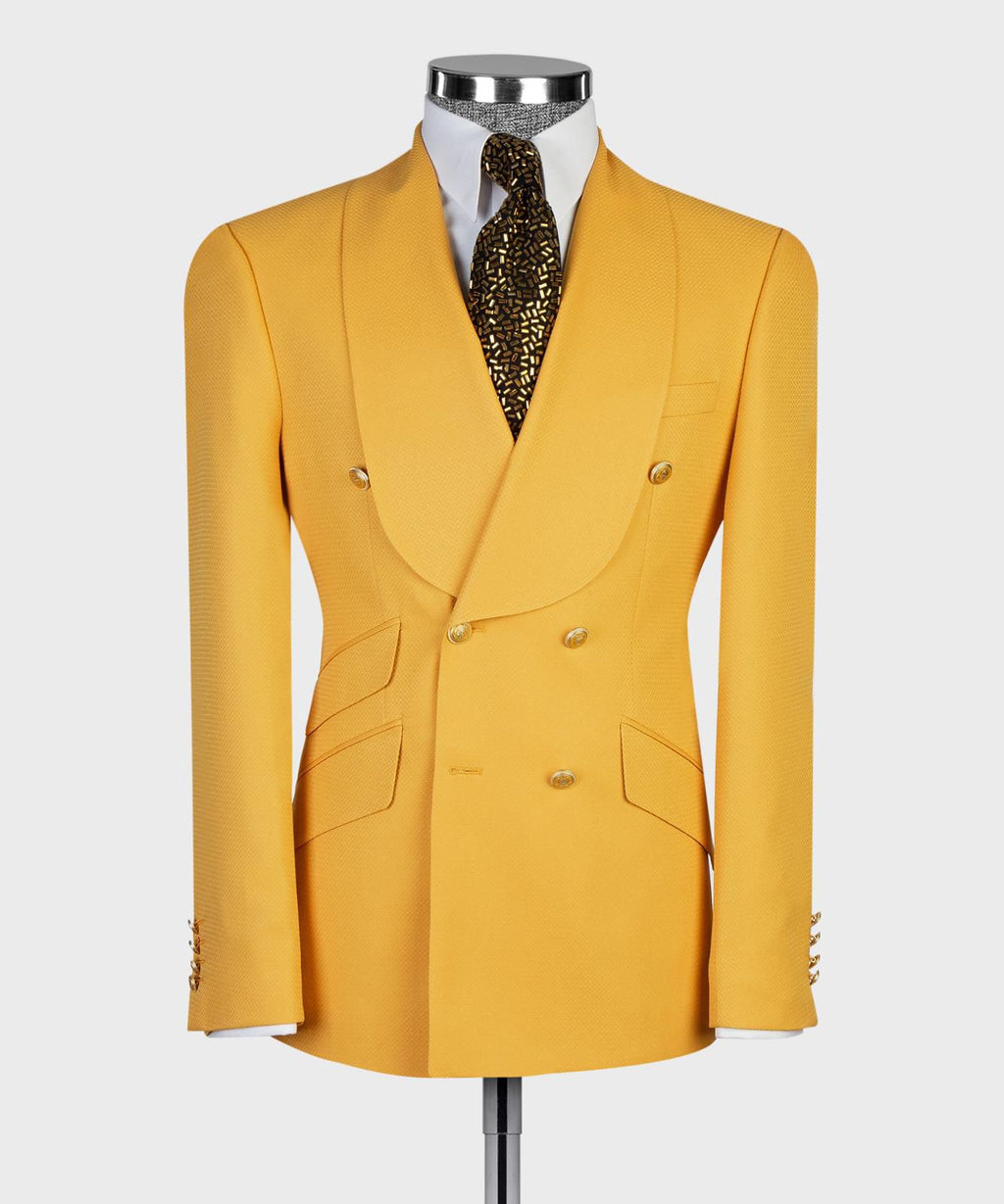 Men’s Luxury Double-Breasted Checkered Suit – Blazer & Trousers with Matching Tie