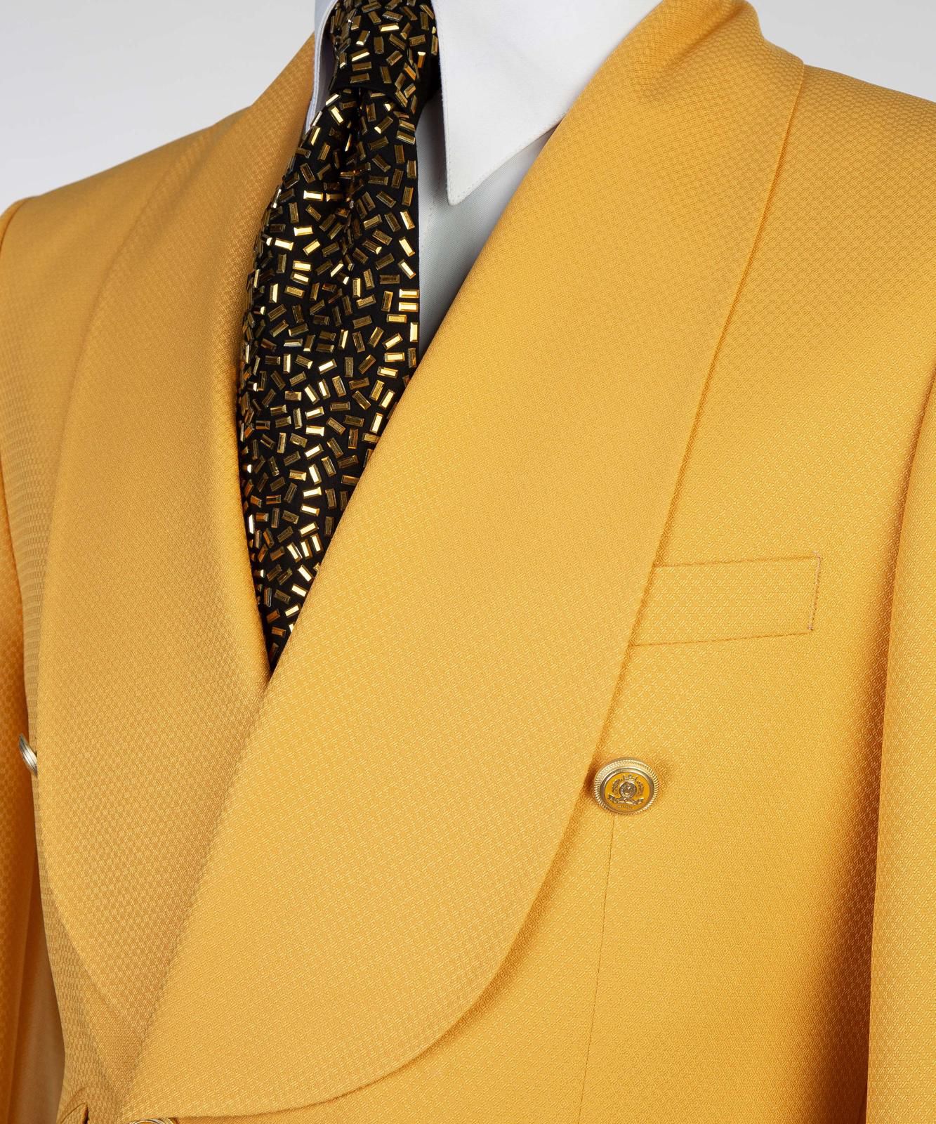 Men’s Luxury Double-Breasted Checkered Suit – Blazer & Trousers with Matching Tie
