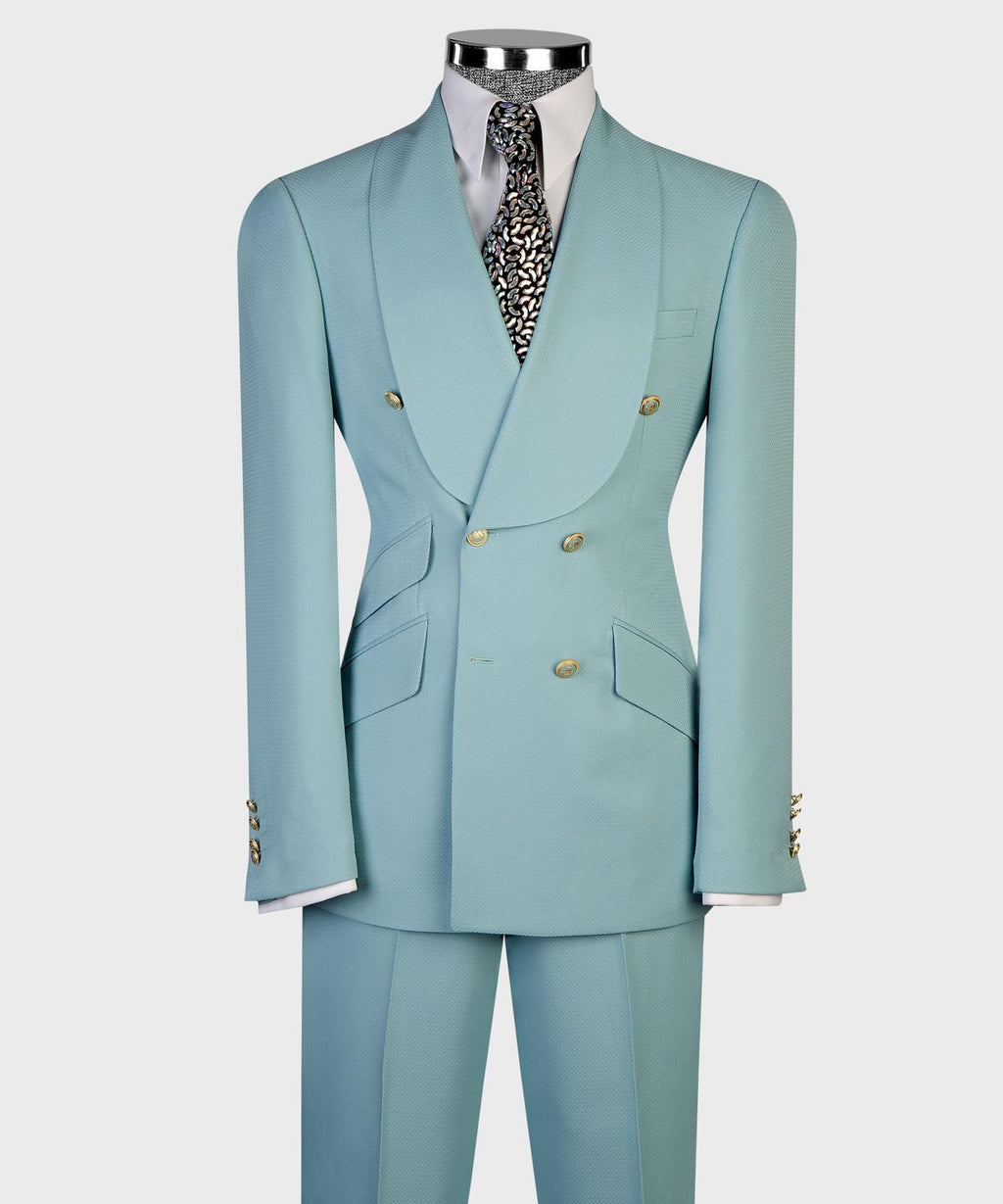 Men’s Luxury Double-Breasted Checkered Suit – Blazer & Trousers with Matching Tie
