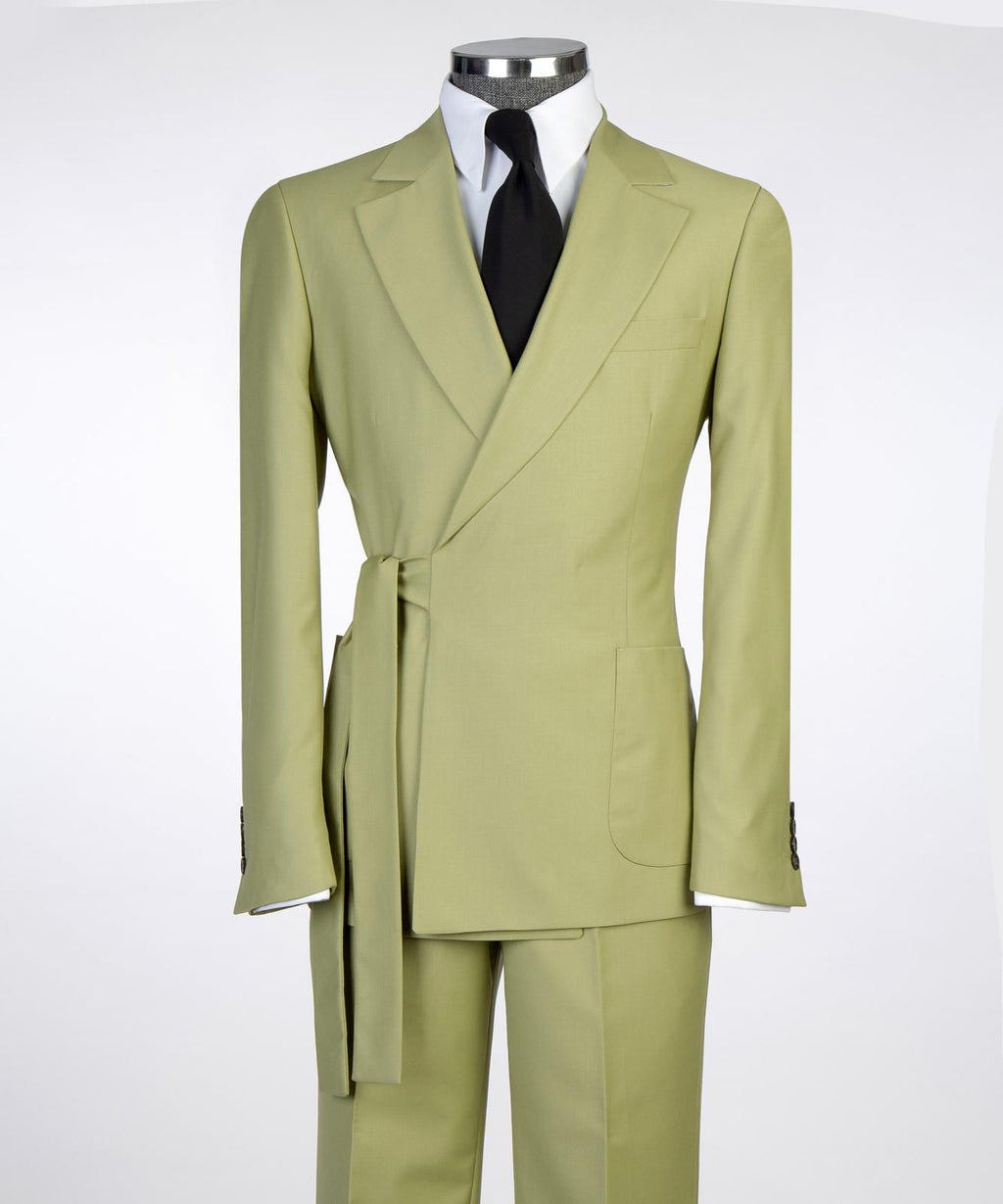 Men’s Luxury Double-Breasted Wrap Suit Set – Tailored Blazer & Trousers