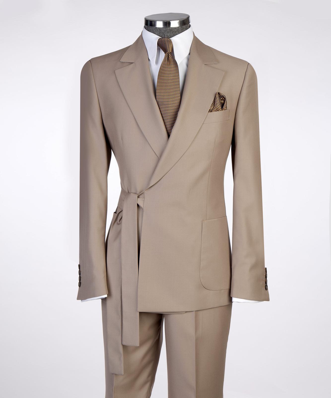Men’s Luxury Double-Breasted Wrap Suit Set – Tailored Blazer & Trousers