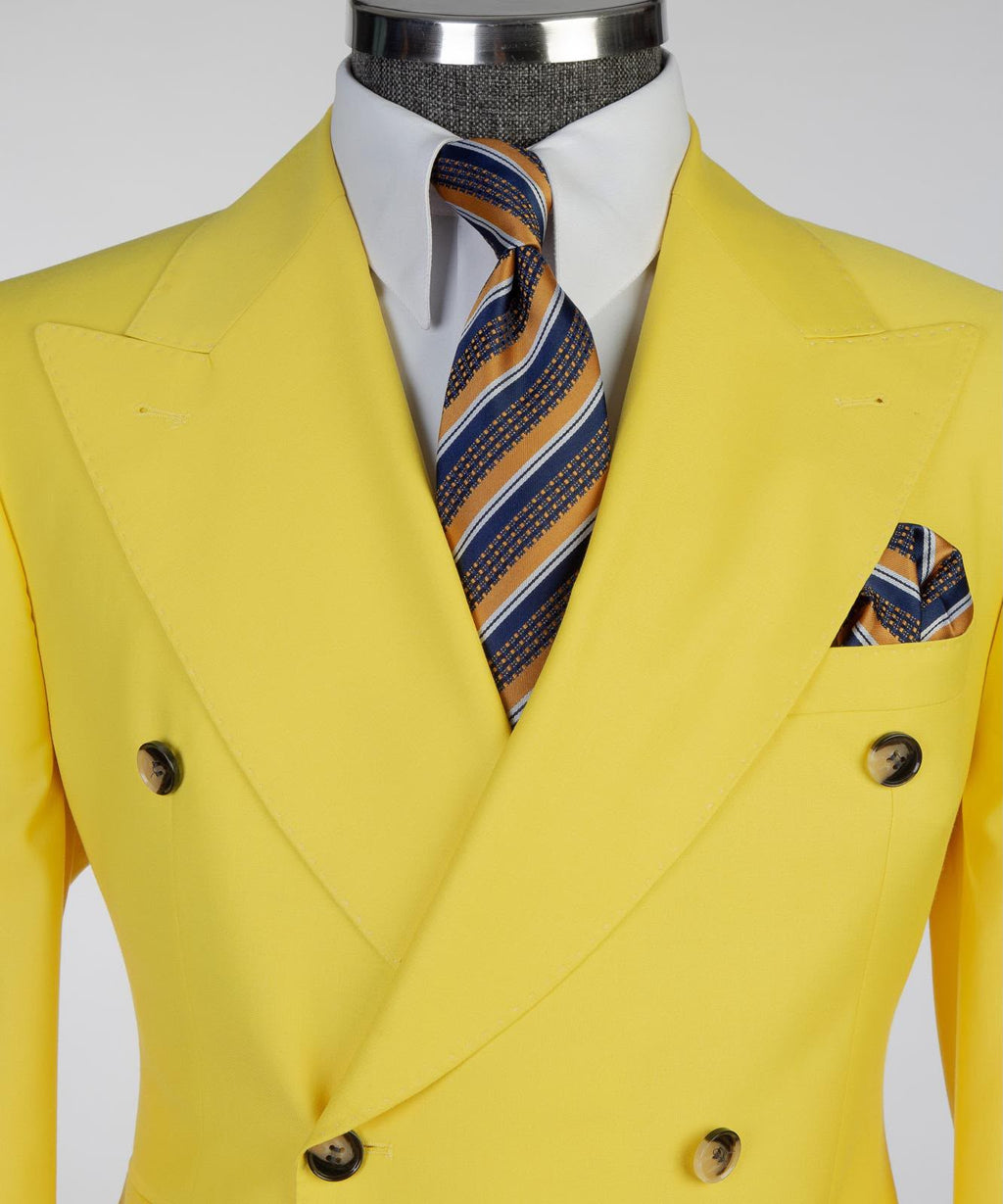 Men’s Luxury Double-Breasted Flared Suit Set – Blazer, Trousers, Tie & Pocket Square