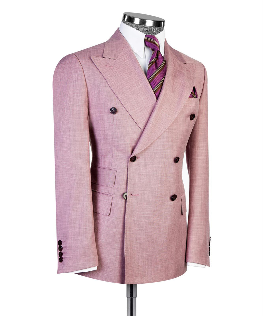 Men’s Luxury Double-Breasted Flared Suit Set – Blazer, Trousers, Tie & Pocket Square